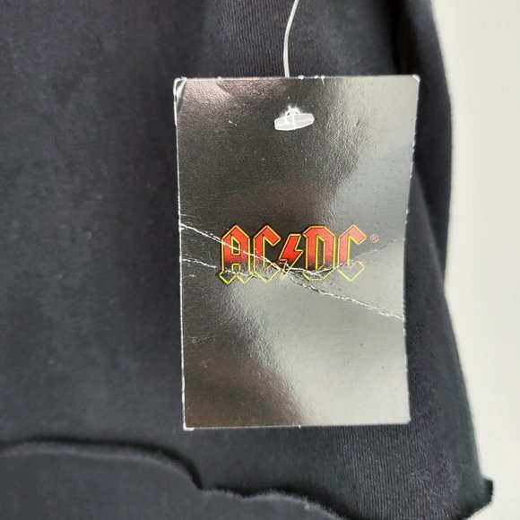 AC/DC Womens Medium 2 Piece Outfit Black Sleeveless Crop Top Biker Shorts New - Picture 5 of 6